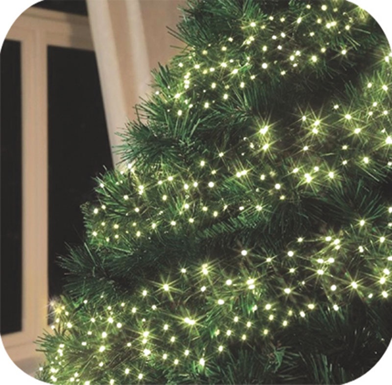 2.4m Cluster Fairy Lights, 240 LED Lights - Warm White, Green Cable, Non-flickering