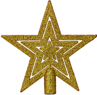 18cm Glittered Star Tree Top - Gold