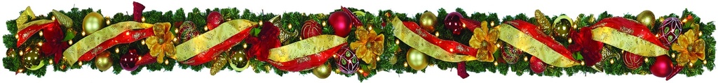 9' x 10" Decorated Garland - Gold/Red