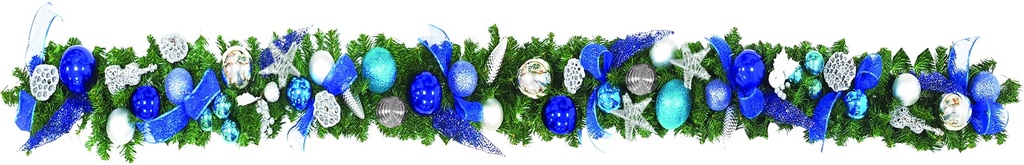9' x 10" Decorated Garland - Blue/Silver