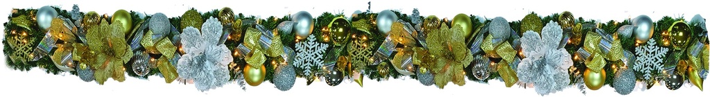 9' x 10" Decorated Garland - Gold/Silver