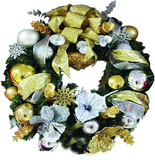 30" Decorated Wreath - Black/White