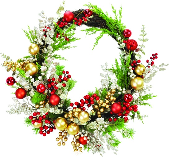Hanging Bauble Wreath, 61cm