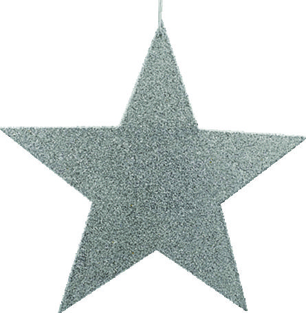 20cm Glittered Star - Silver