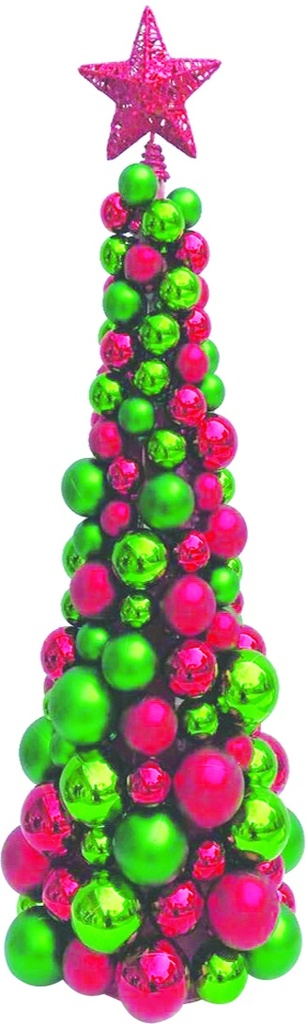 120cm Cone Bauble Tree w/ Star - Red/Green