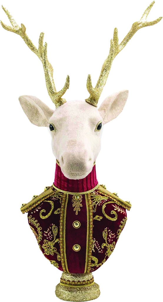 73cm Deer Head - Gold/Red