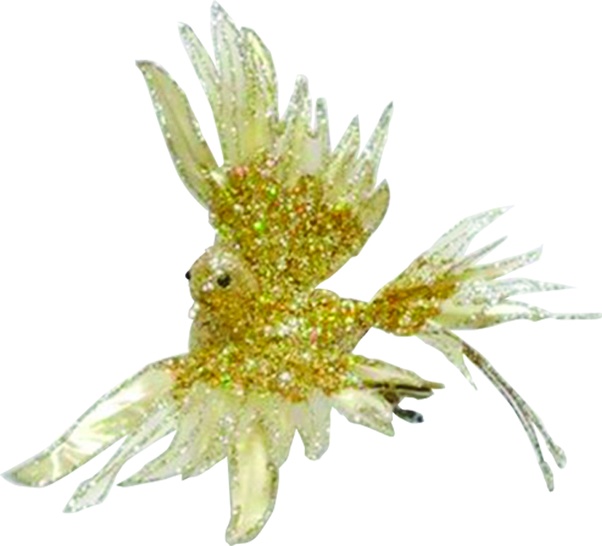 23cm Sparrow Bird Clip-on - Ivory/Gold