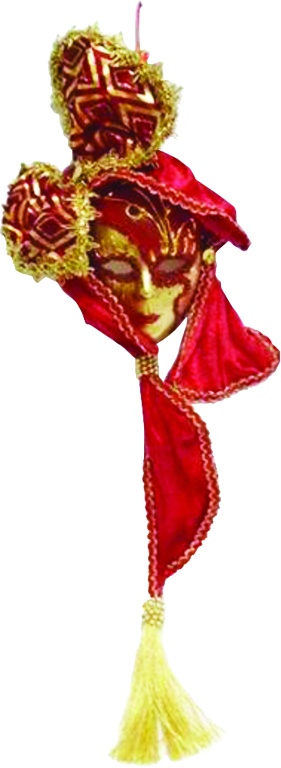 38cm Lady Mask - Gold/Red