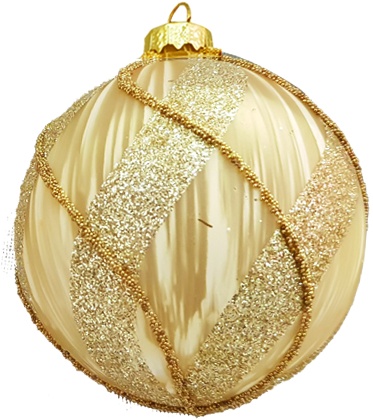 12cm Glittered Glass Ball - Gold