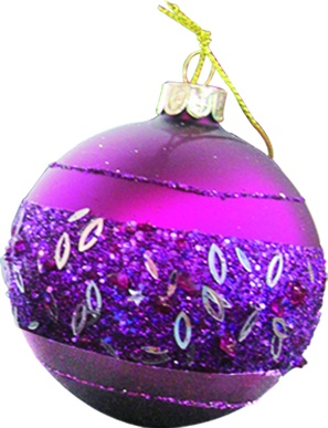 10cm Rhinestone Glass Ball - Purple