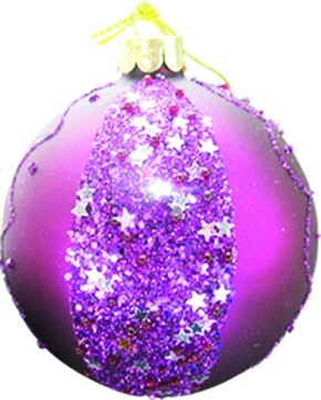 10cm Studded Glass Ball - Purple