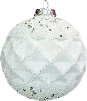 10cm Beaded Glass Ball - White