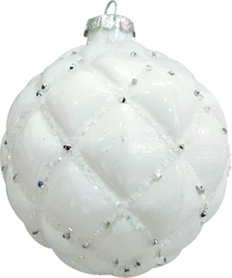12cm Studded Glass Ball - White