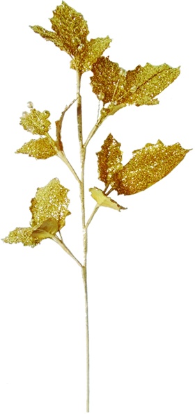 61cm Glittered Holly Berry Spray - Gold