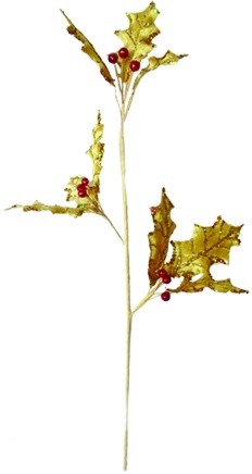 56cm Holly and Berry Spray - Gold/Red