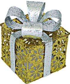 7cm Gift Box Ornament - Gold