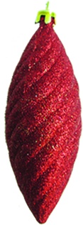 13cm Glittered Ridged Tear Drop - Red