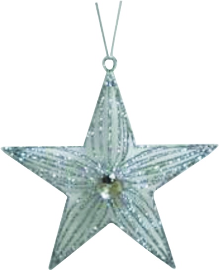15cm Wired Glitter Star - Silver
