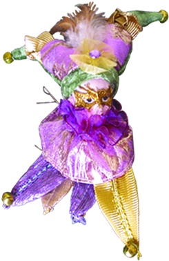 15cm Jester Ornament - Purple/Green