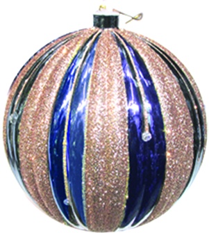 Glittered Ribbed Ball, 10cm
