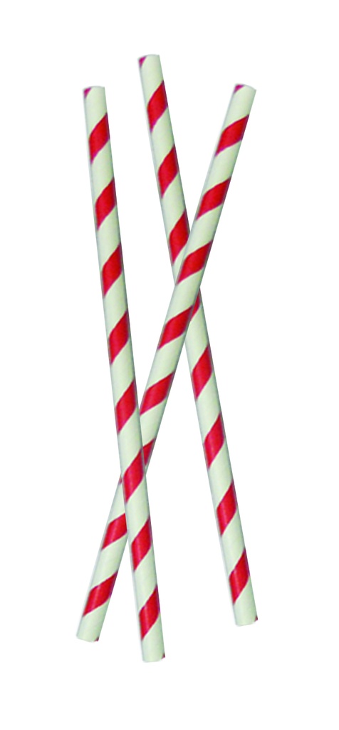 20cm x 6mm Eco-Friendly Paper Straws - Red/White, Biodegradable, Eco-friendly and Individually Wrapped