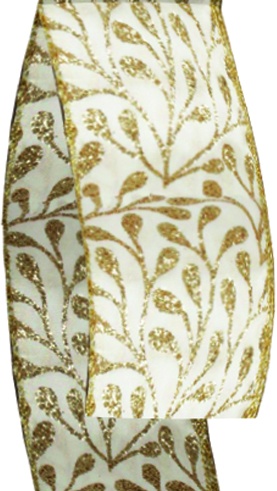 Glittered Patterned Satin Ribbon, 9.1m