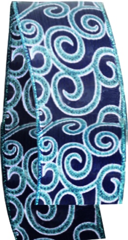 Glittered Patterned Satin Ribbon, 9.1m