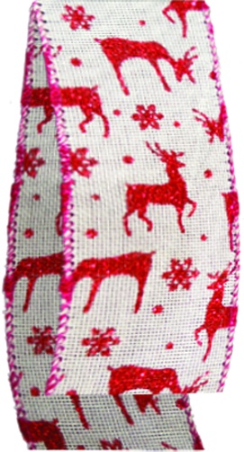 9.1m x 6cm Hemmed Satin Ribbon - Red/White