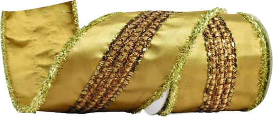 10cm x 5yd Fabric Ribbon - Gold