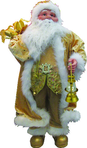 45cm Standing Santa with Lamp - Gold/White