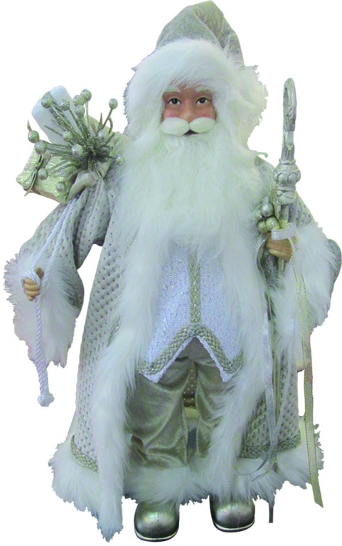24" Standing Santa - Cream/Silver