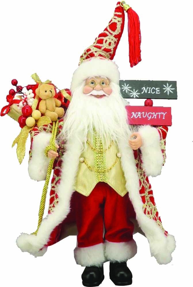 48" Standing Santa - Red/Gold