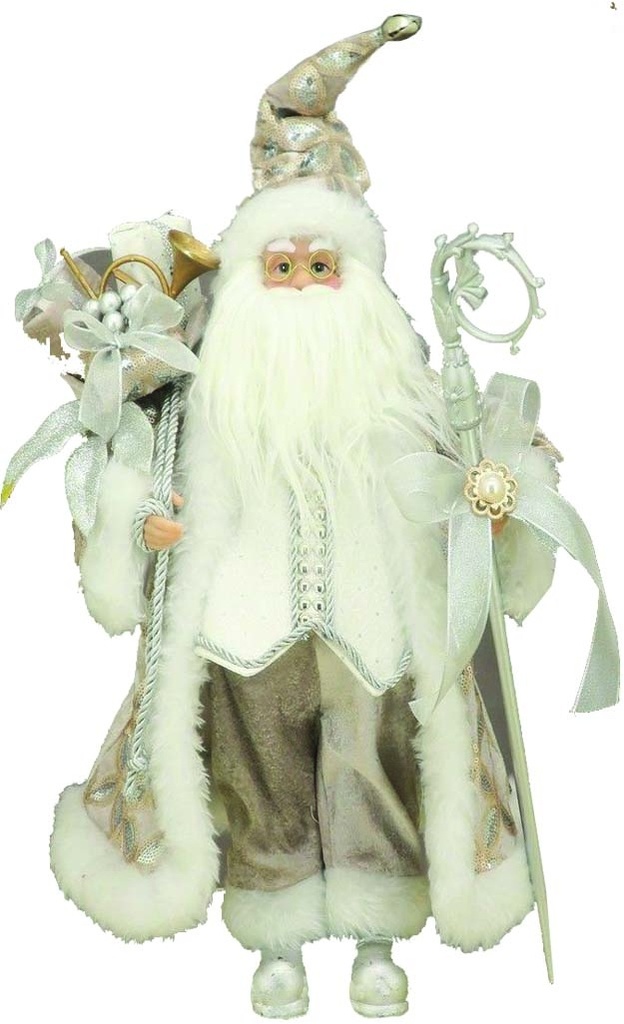 48" Standing Santa - Silver/Gold
