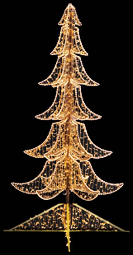 4.5m x 2.5m Illuminated Tree w/ Tube Lights - Gold