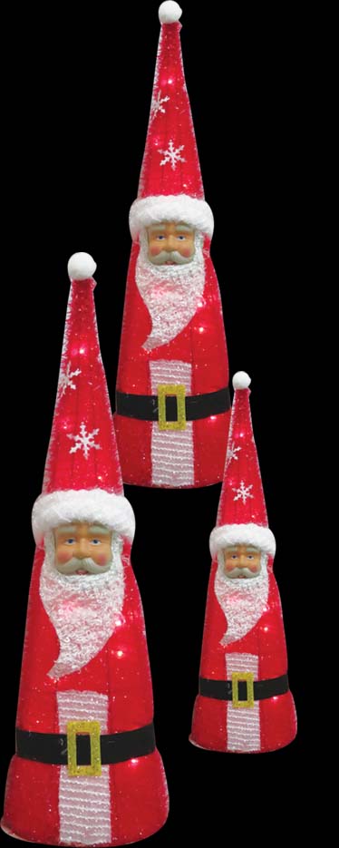 40cm, 60cm, 80cm Illuminated Santa Cones