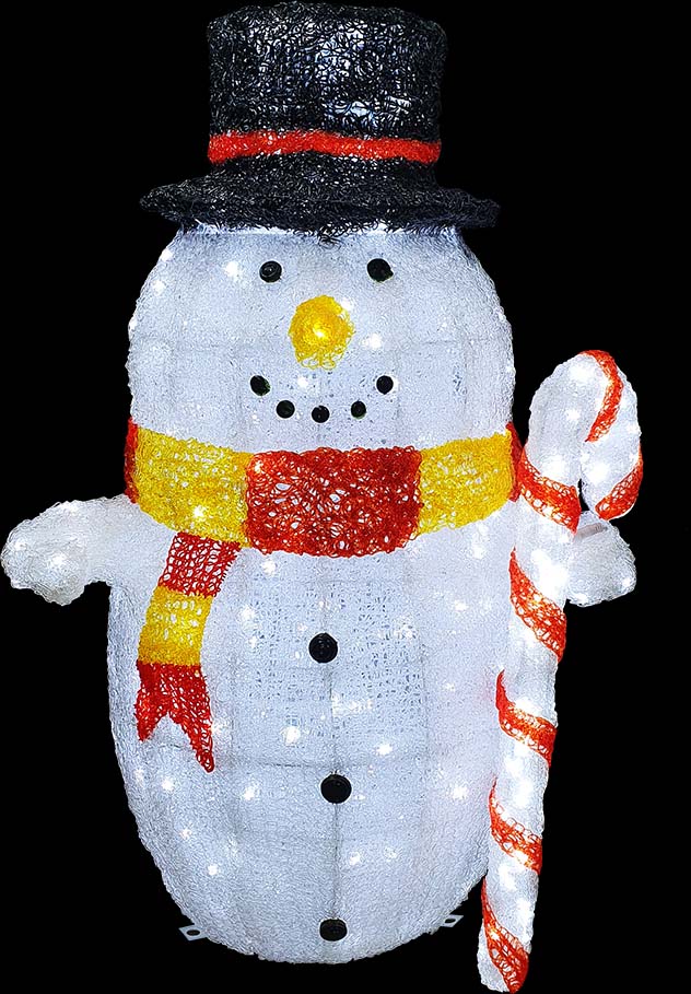 1.8m Light-Up 3D Snowman, White LED