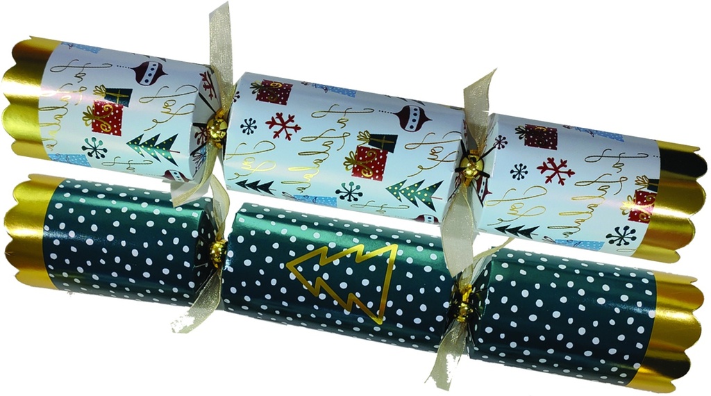 30cm Classic Crackers w/ Christmas Design - Multicolour