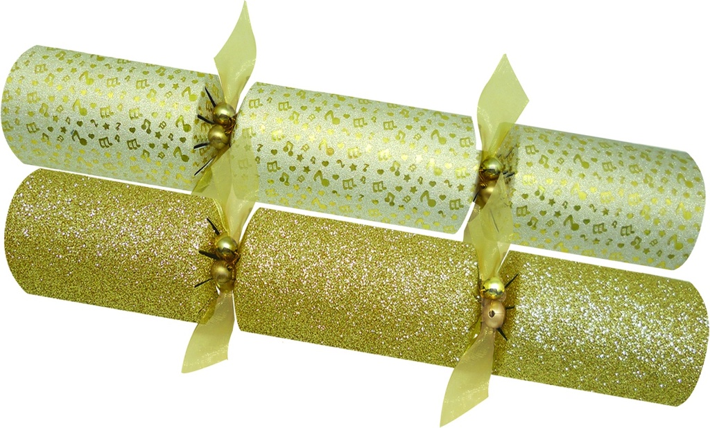 30cm Luxury Crackers w/ Speckled Design - Gold/Ivory