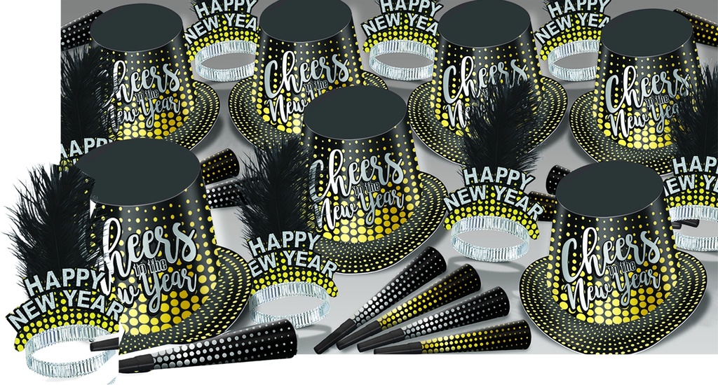 Cheers to the New Year Assortment for 50 - Black/Gold