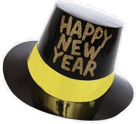 Foil Glittered HNY Hat - Black/Gold