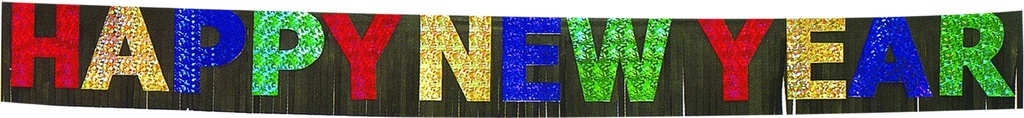2.8m x 25cm Holographic Happy New Year Banner - Multicolour