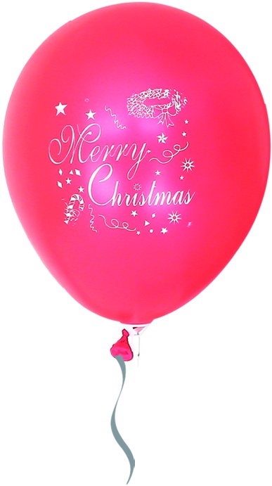 30cm Biodegredable, Helium-Quality, Merry Christmas Balloons - Green/Red