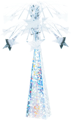 43cm Cone w/ Stars Table Decoration - Silver