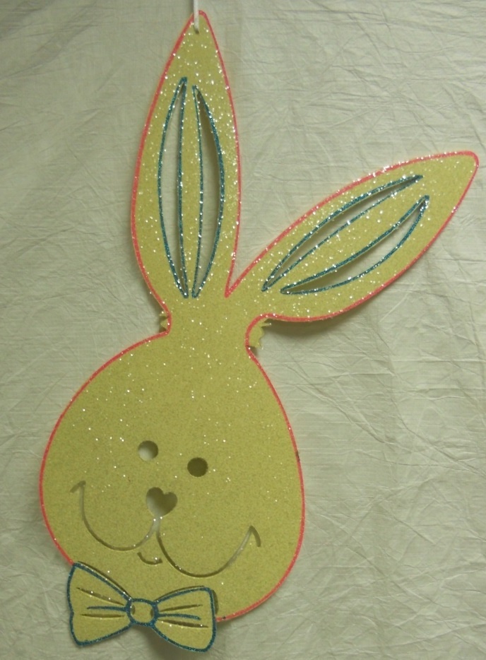 50cm Glittered Foamboard Bunny Head - Yellow/Red/Turquoise