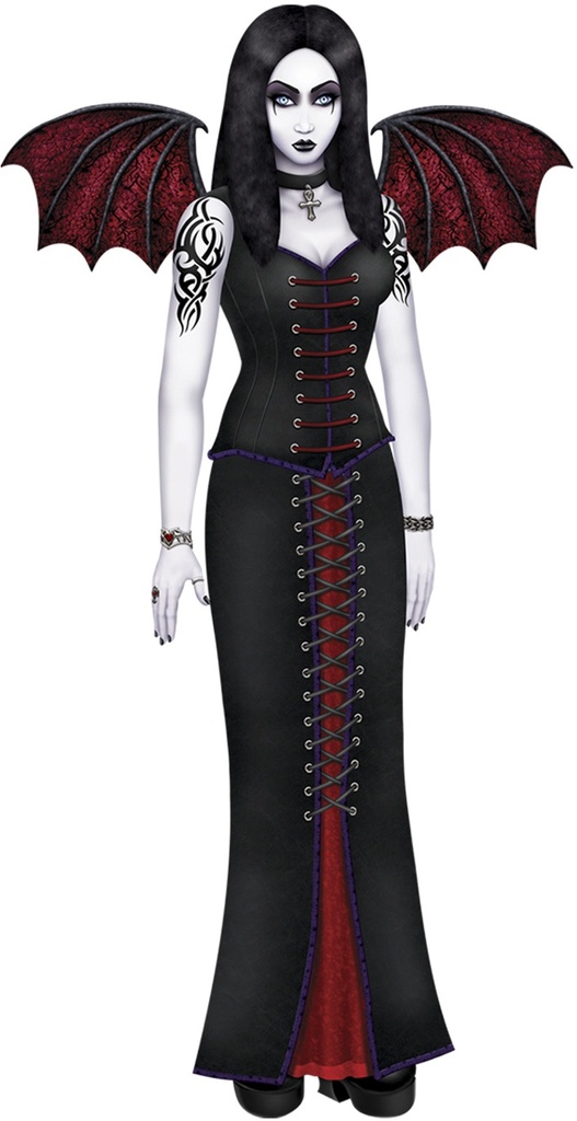 1.8m Jointed Goth Beauty - Black/Burgundy