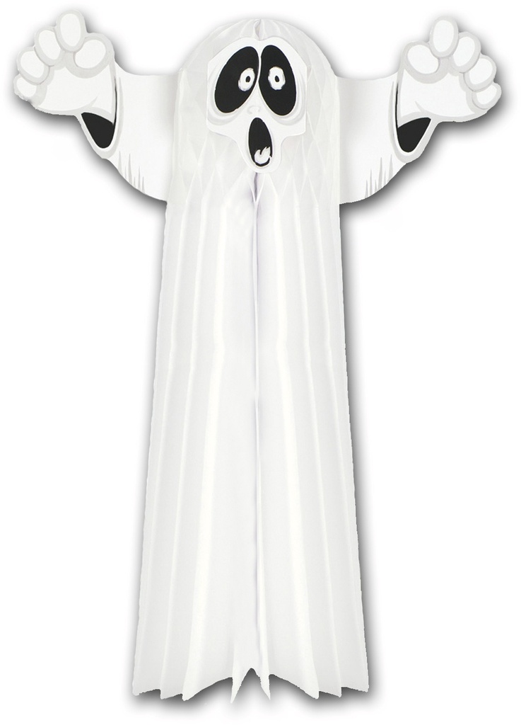 58cm Tissue Hanging Ghost - White/Black