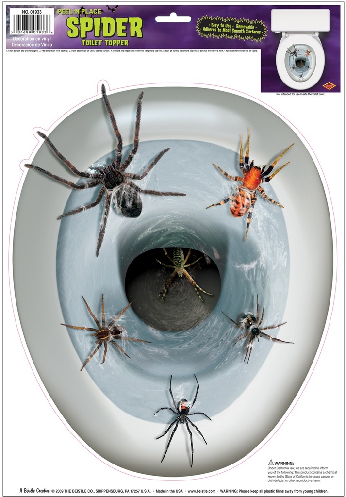 43cm 30cm Spider Toilet Topper Peel 'N Place - Multicolour