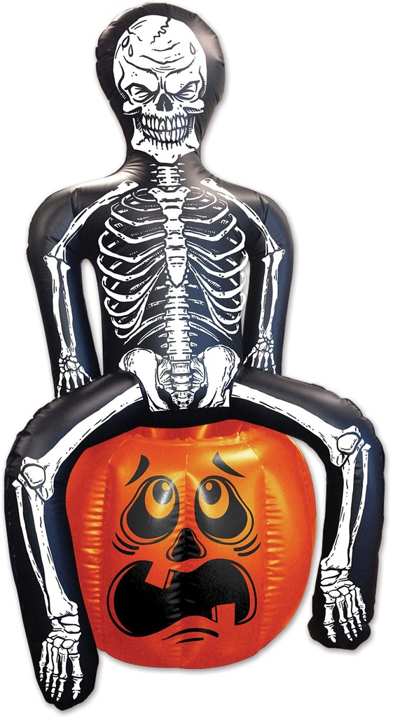 Inflatable Skeleton Party Popper Cooler - Orange/White/Black