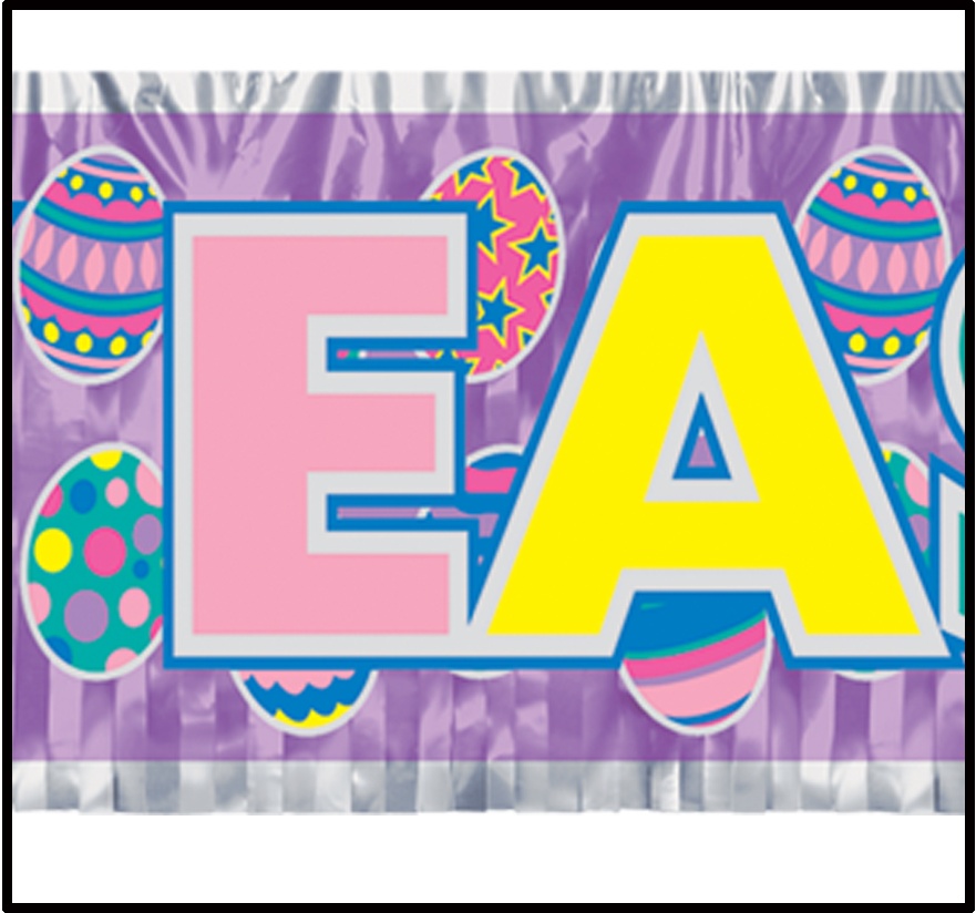 1.5m x 20cm Metallic 'Happy Easter' Fringe Banner - Multicolour
