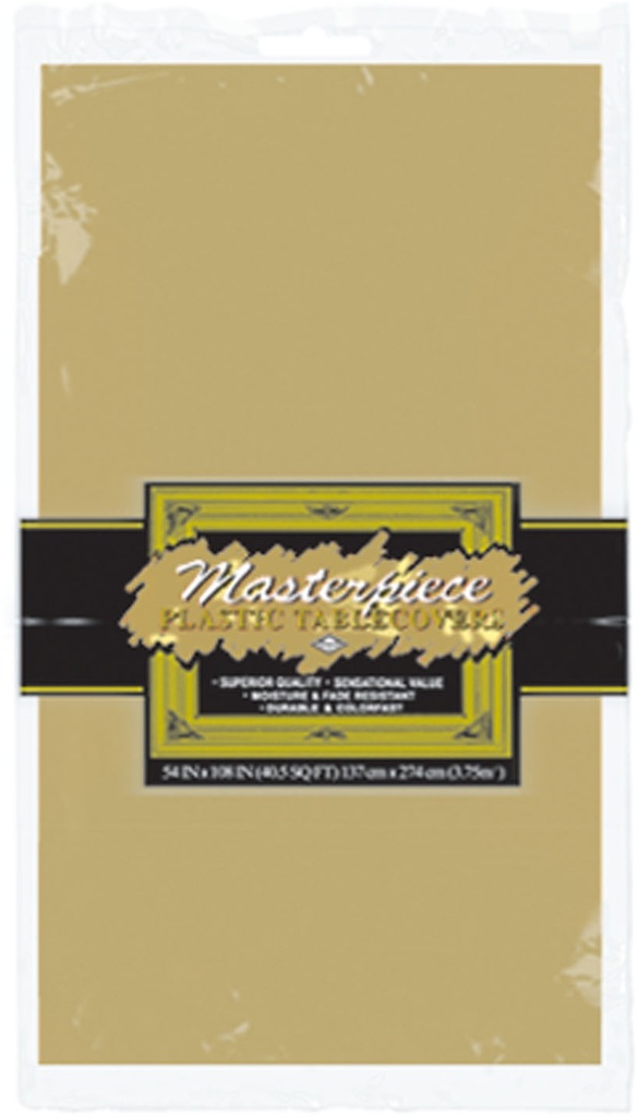 2.1m Plastic Round Tablecover - Gold
